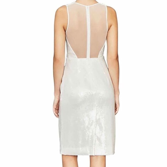 AMSALE Clear Sequin Sleeveless Sheath Dress, White, Wedding, Party, Size 10, NWT - Picture 3 of 16